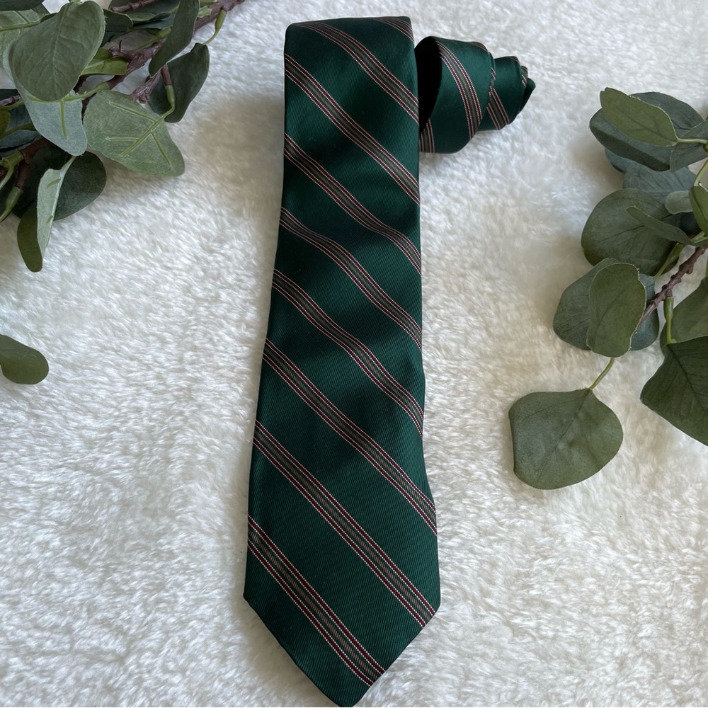 Robert Talbott Dark Green Diagonal Striped Neck Tie